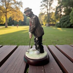 Charming Golfer Figurine - Brown and Black